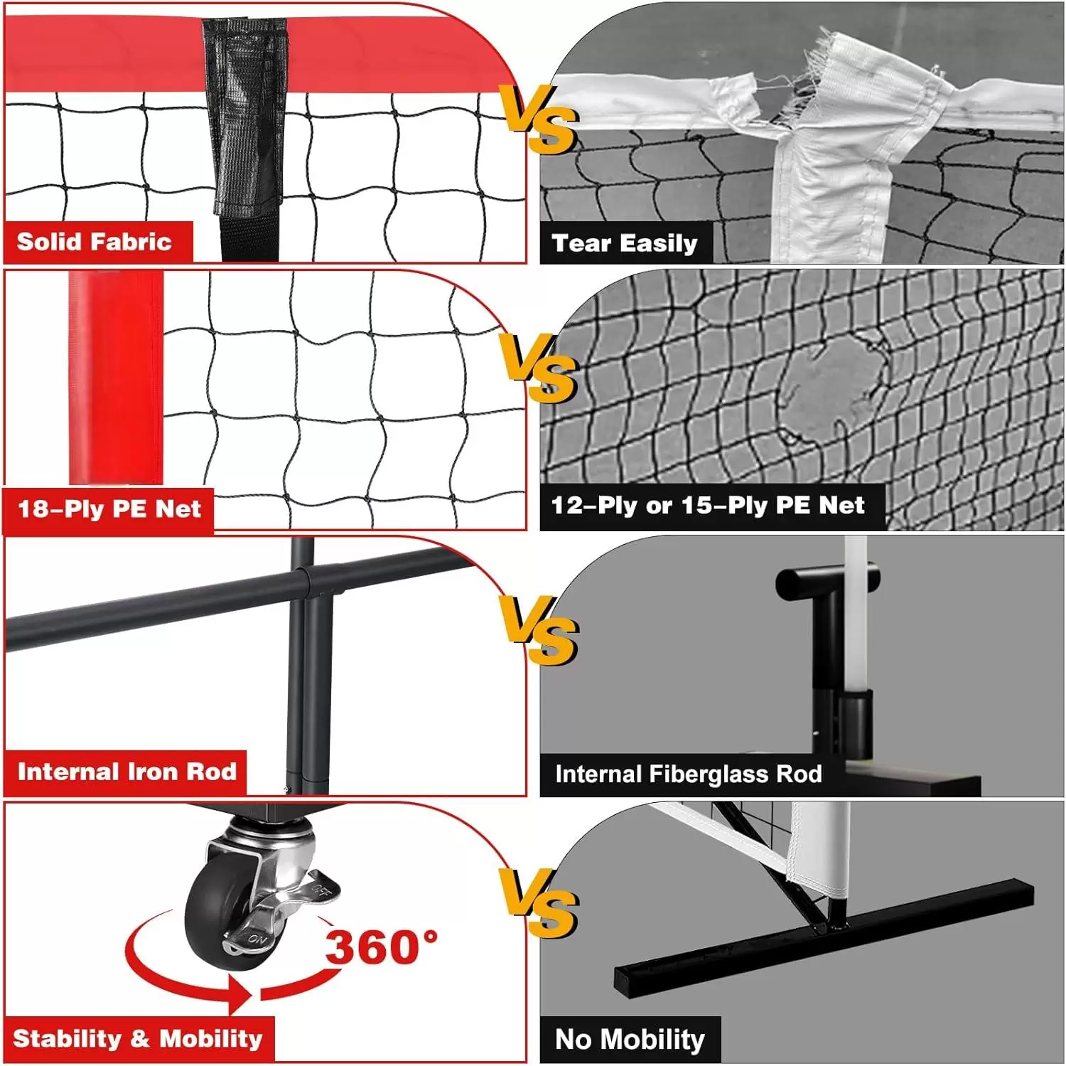 Rede de treino de pickleball de 22x3 p&eacute;s