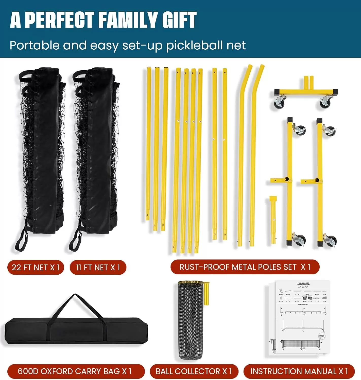 Rede de treino de pickleball 22x3 p&eacute;s II