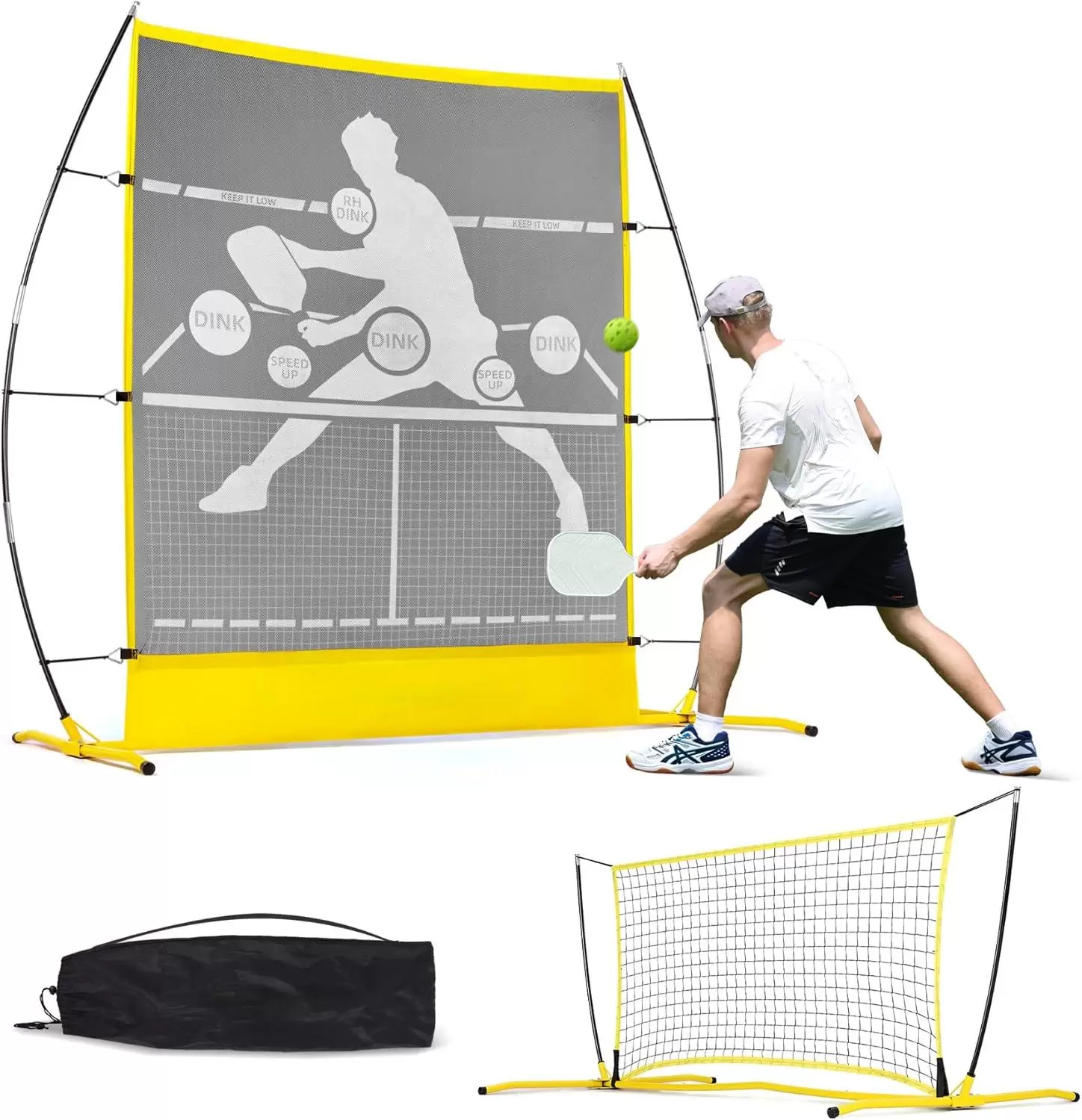 Rede de rebote para pickleball 2 em 1, 1,83 m x 1,83 m