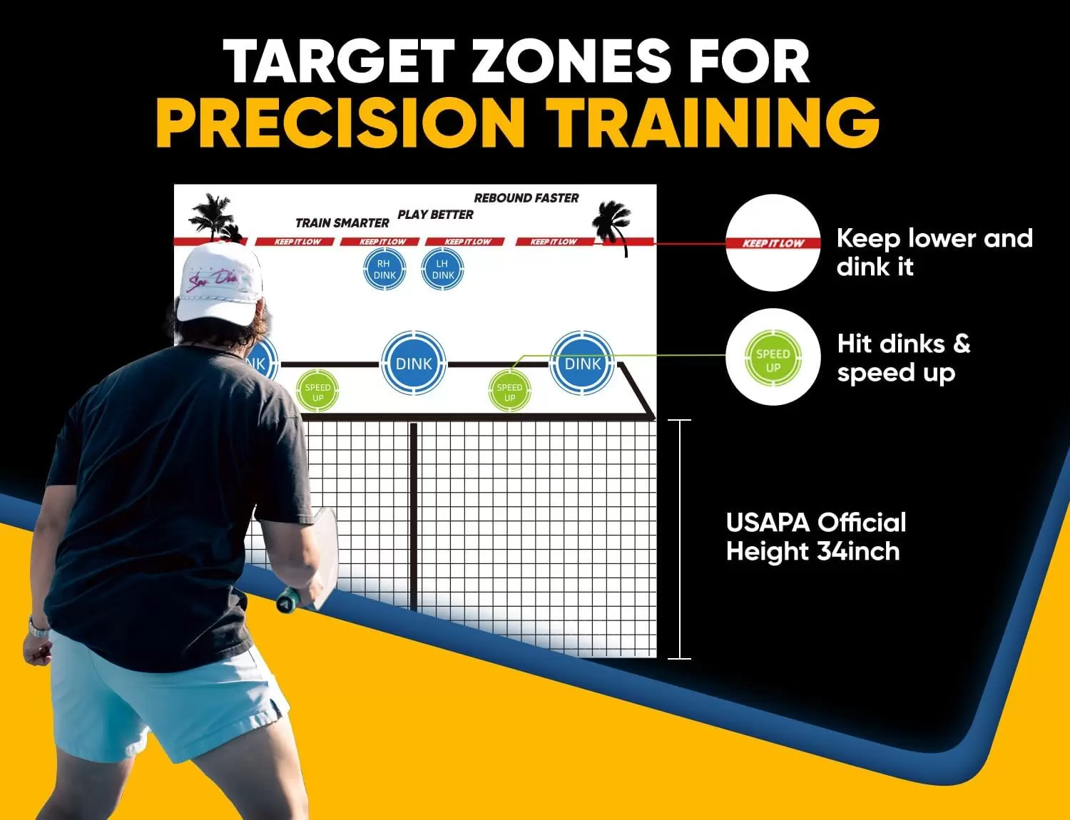 Pickleball em tubo de a&ccedil;o 2 em 1 de 6*6 p&eacute;s