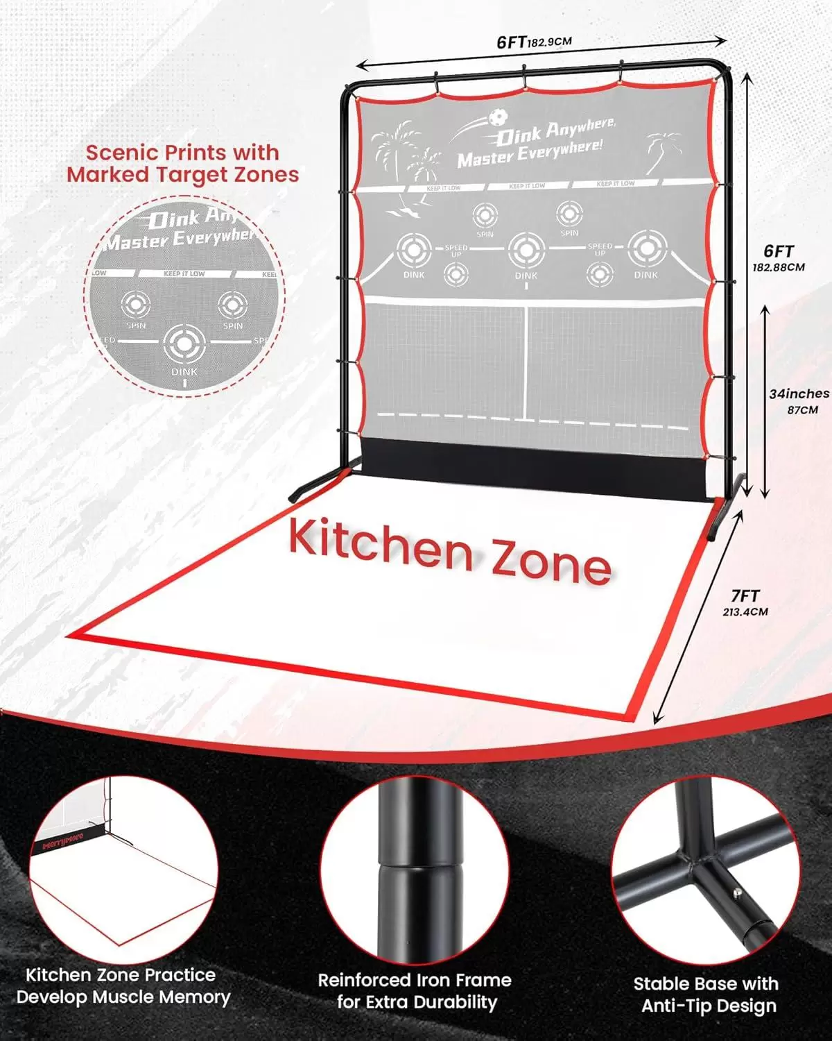 Pickleball II em tubo de a&ccedil;o 2 em 1 de 6*6 p&eacute;s