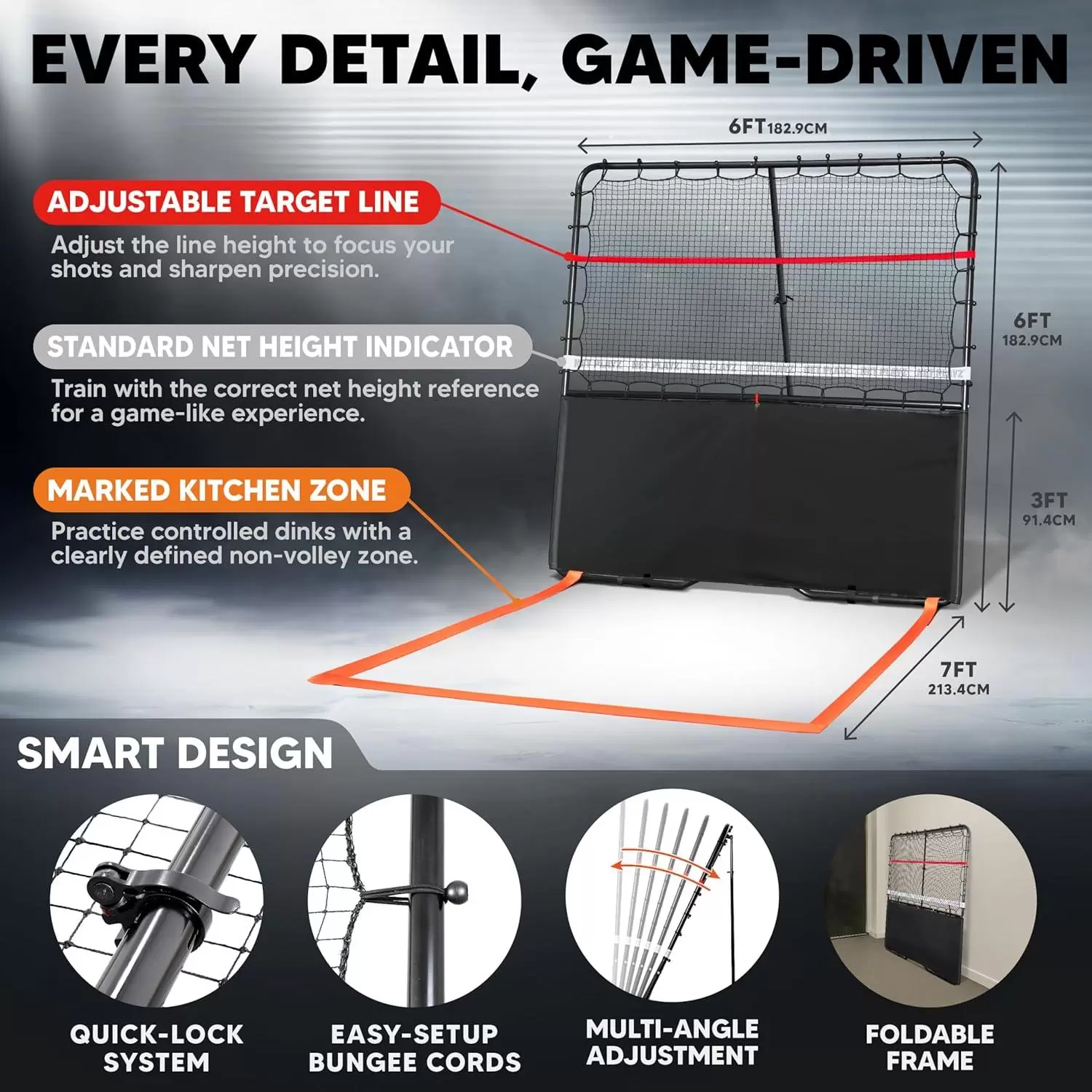 Pickleball III em tubo de a&ccedil;o 2 em 1 de 6*6 p&eacute;s