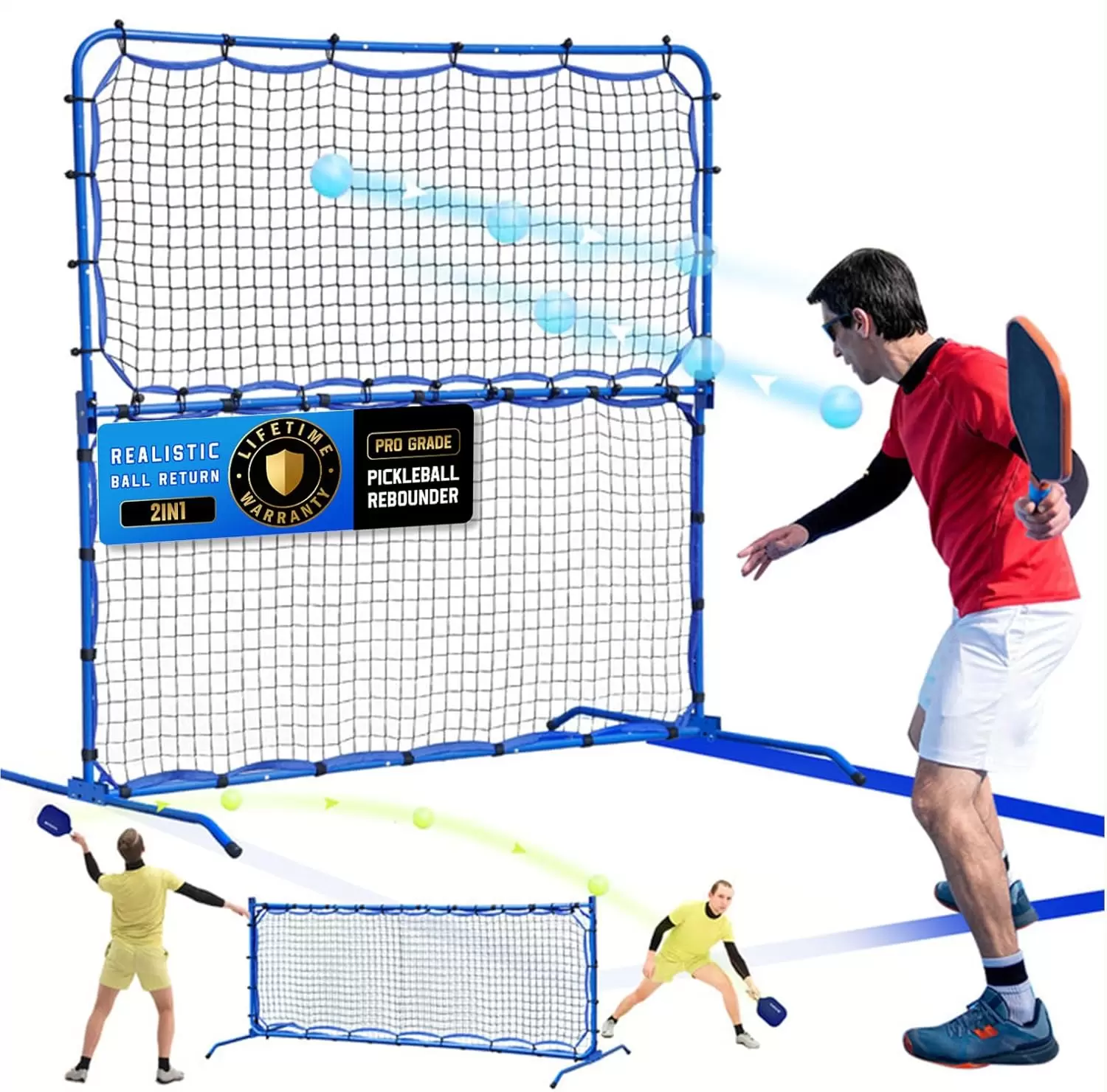 Pickleball em tubo de a&ccedil;o 2 em 1, 5,8 x 5,4 p&eacute;s