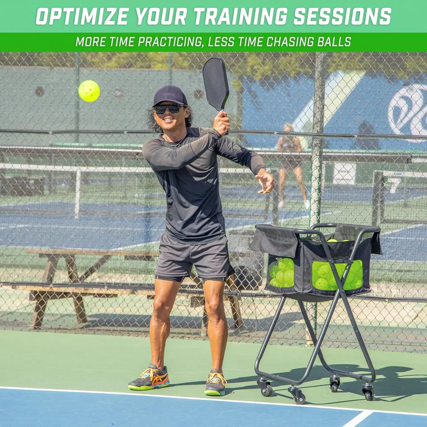 Carrinho de armazenamento para treinamento de pickleball/t&ecirc;nis