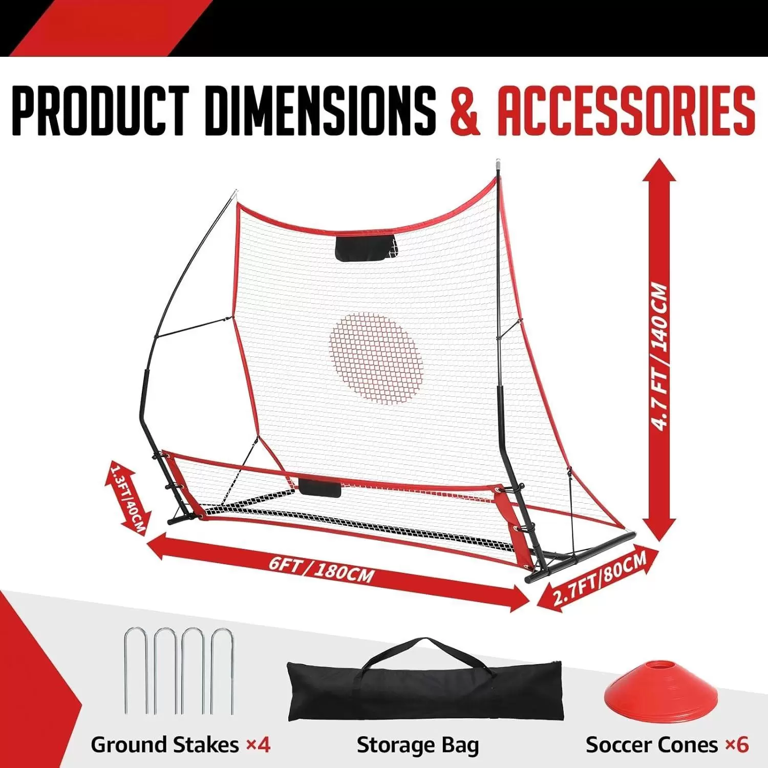 Rede de futebol de dupla face com rebote alto e baixo