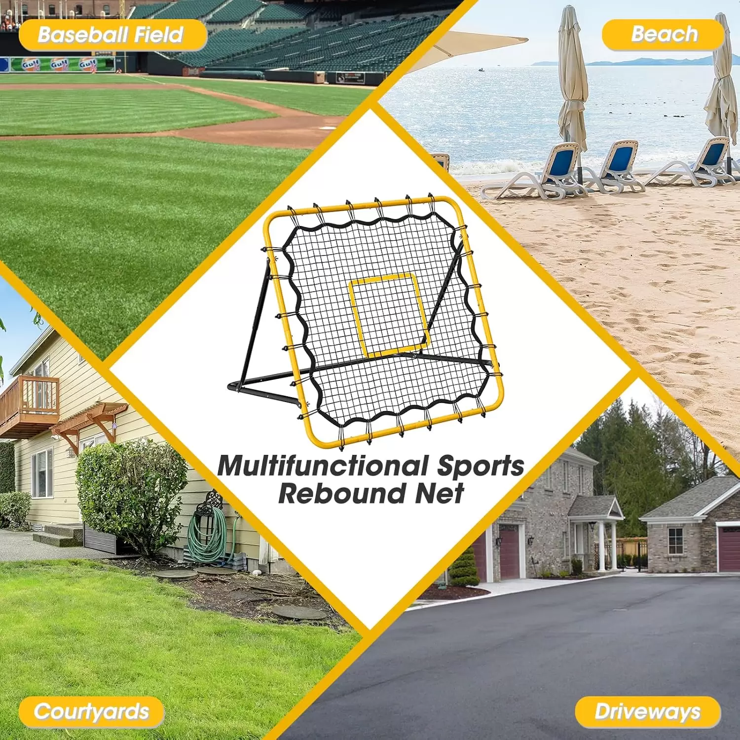 Rede de rebote multiesportiva com &acirc;ngulo ajust&aacute;vel I