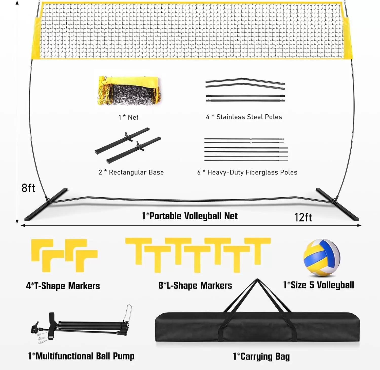 Rede port&aacute;til para treino de voleibol