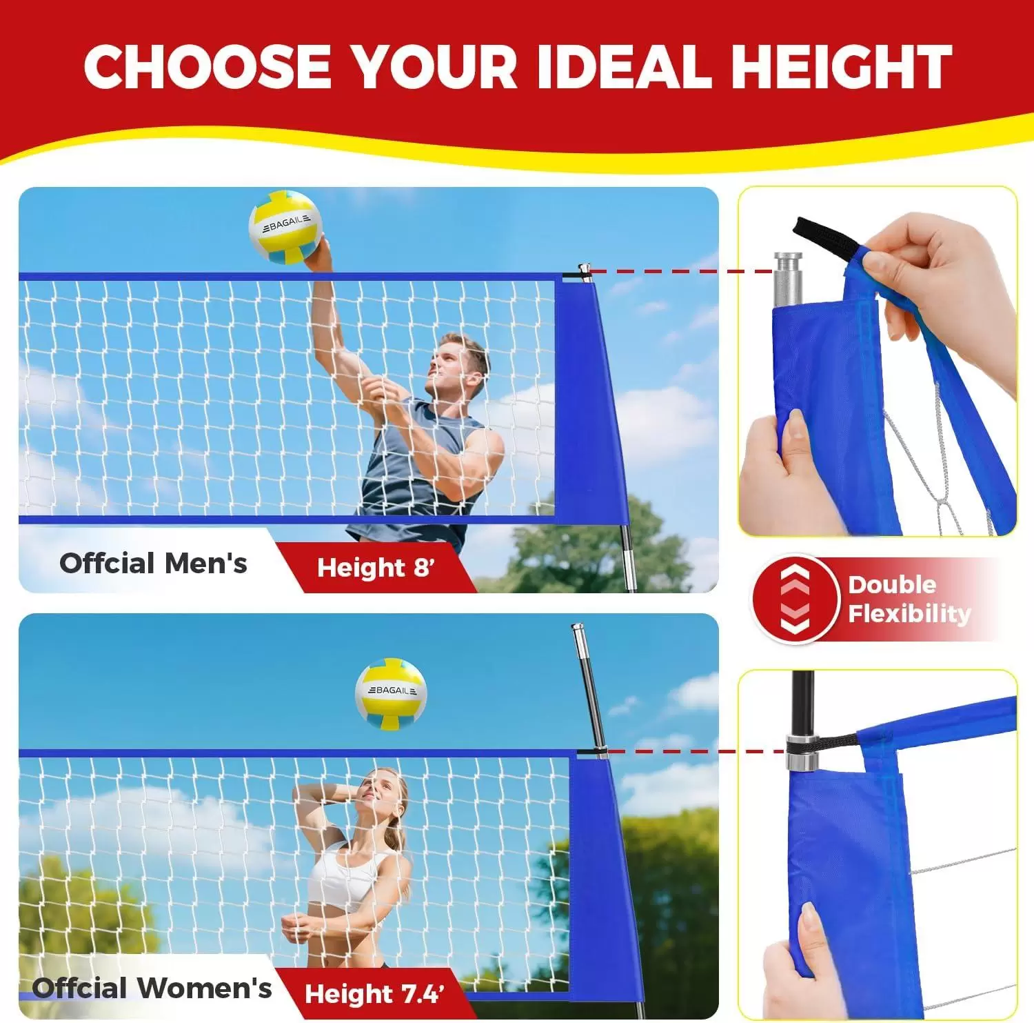 Rede port&aacute;til para treino de voleibol