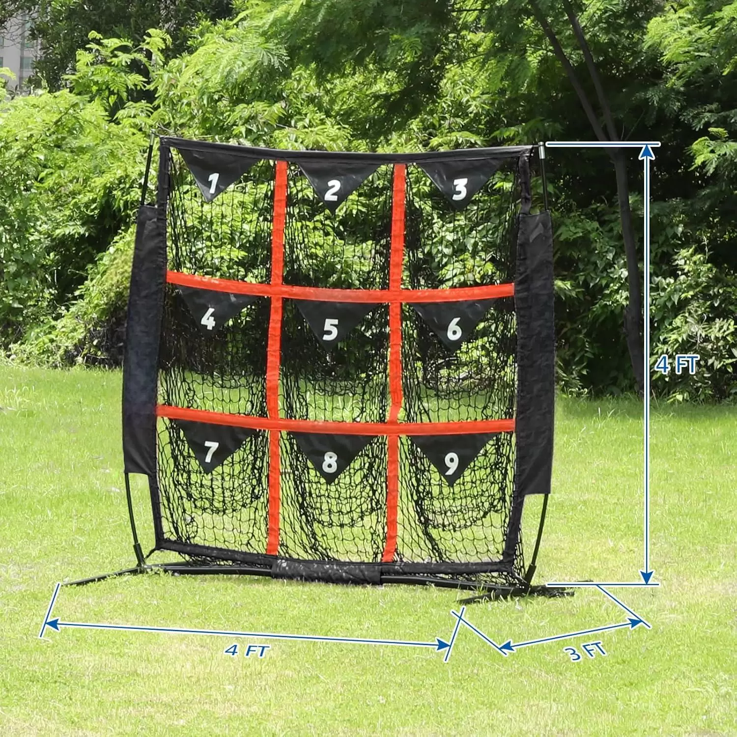 Rede de treino de beisebol de 9 buracos, 1,20m x 1,20m