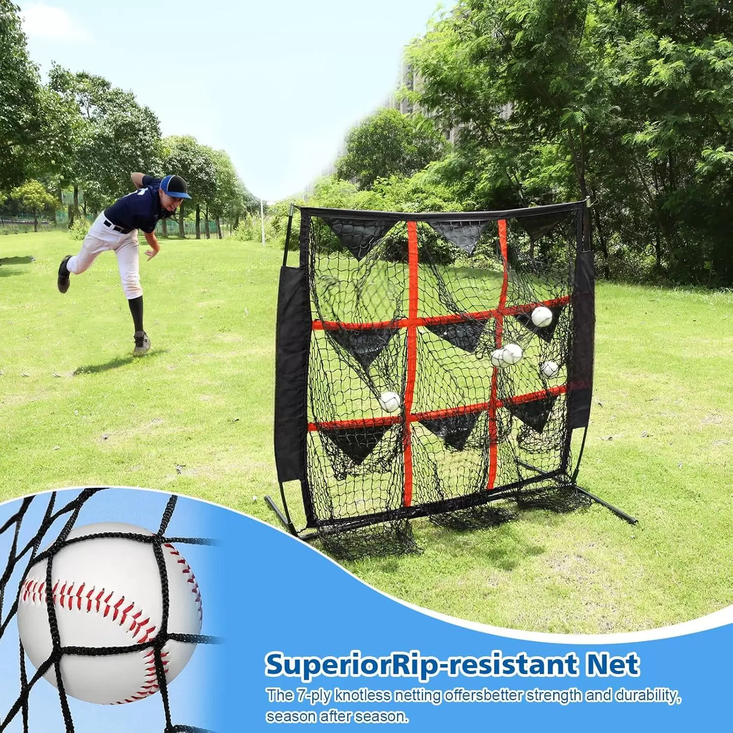 Rede de treino de beisebol de 9 buracos, 1,20m x 1,20m