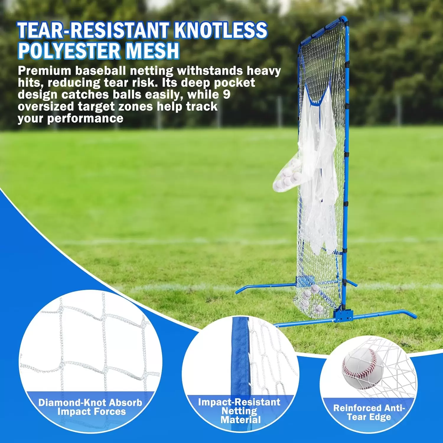 Rede de arremesso de 9 buracos para beisebol e softbol