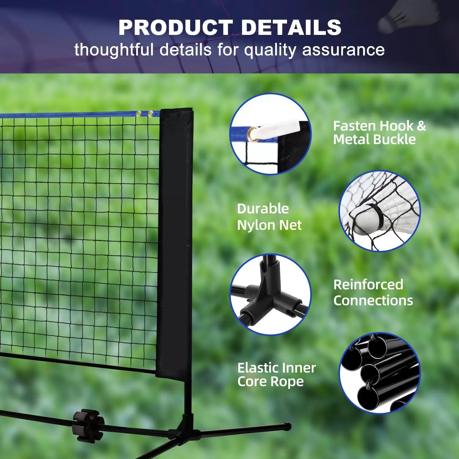 Rede de treino dobr&aacute;vel e port&aacute;til 2 em 1 para badminton e pickleball