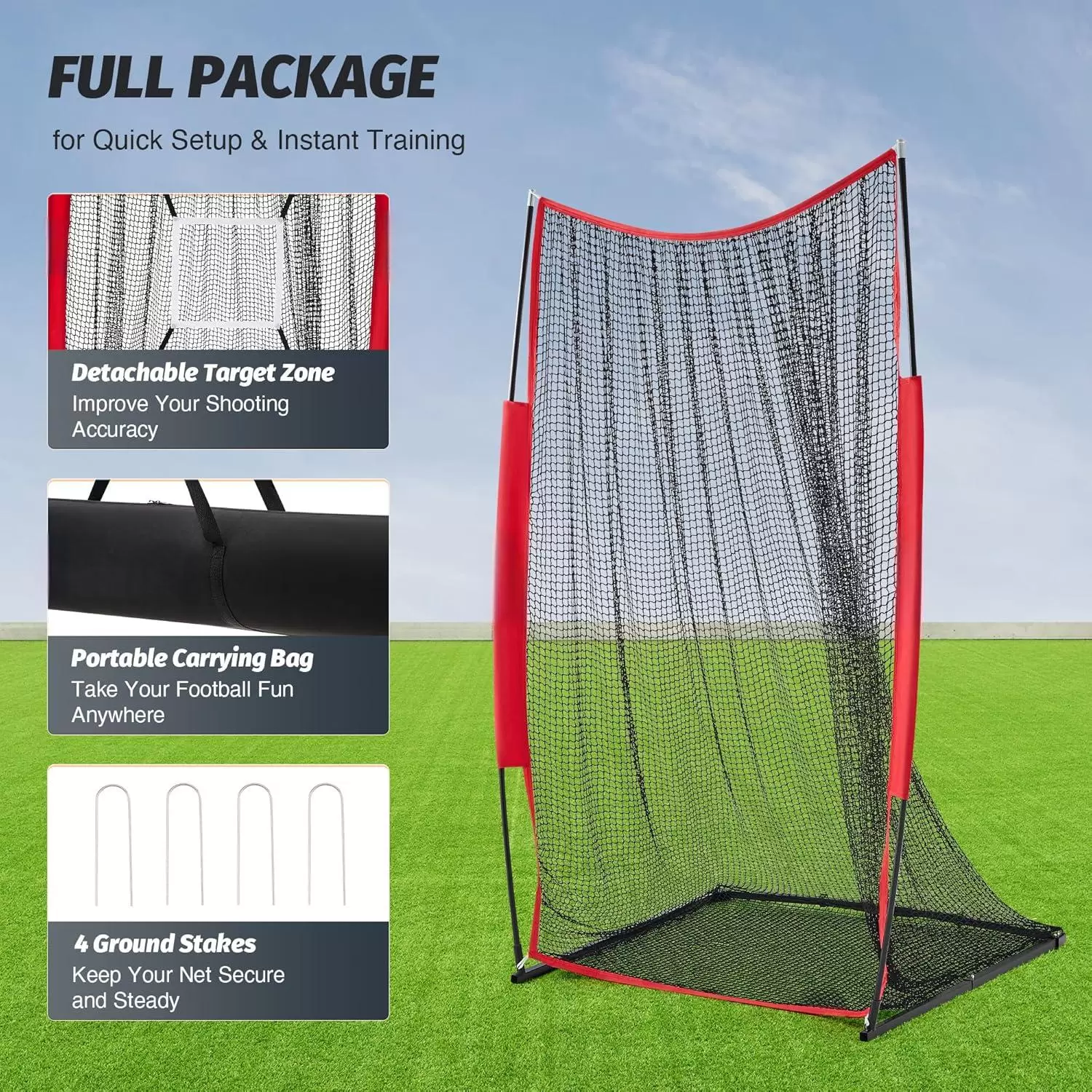 Rede de treino de rugby de 1,20m x 2,10m