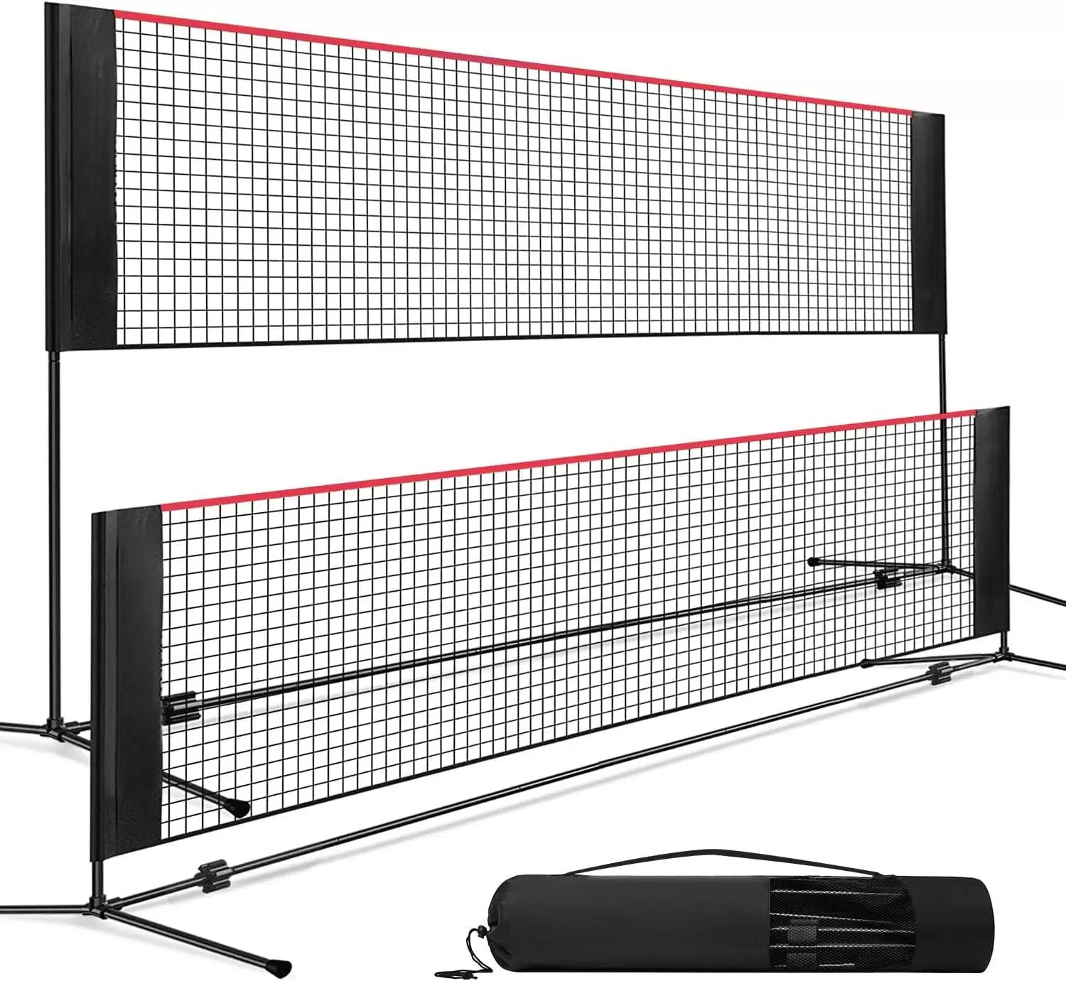 Rede de treino dobr&aacute;vel e port&aacute;til 2 em 1 para badminton e pickleball