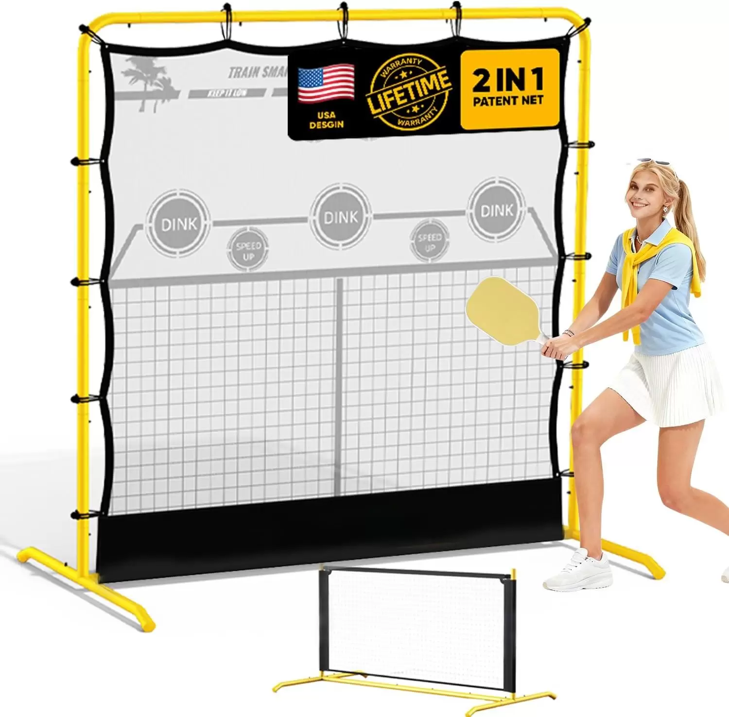Pickleball em tubo de a&ccedil;o 2 em 1 de 6*6 p&eacute;s